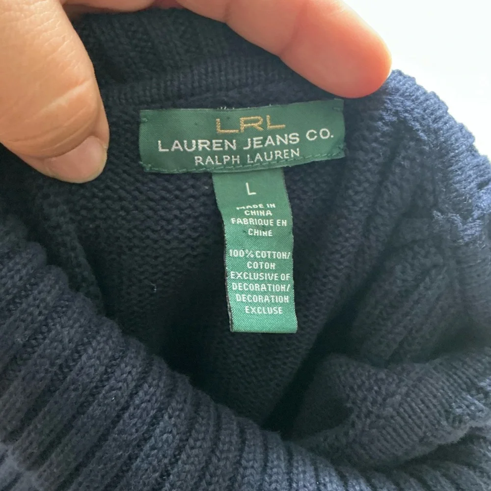 LRL Ralph Lauren Navy Turtleneck Sweater /Y2K cotton Knit